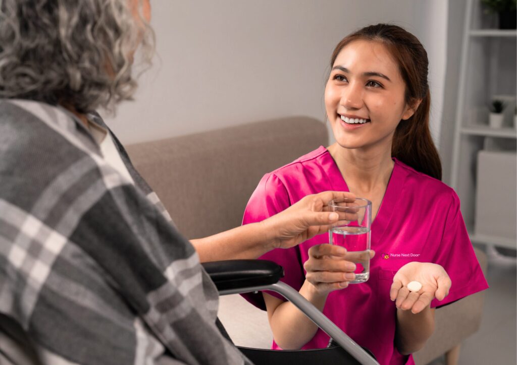 Support at Home Nursing Services 2 Nurse Next Door Nurse providing medication to an aged care client