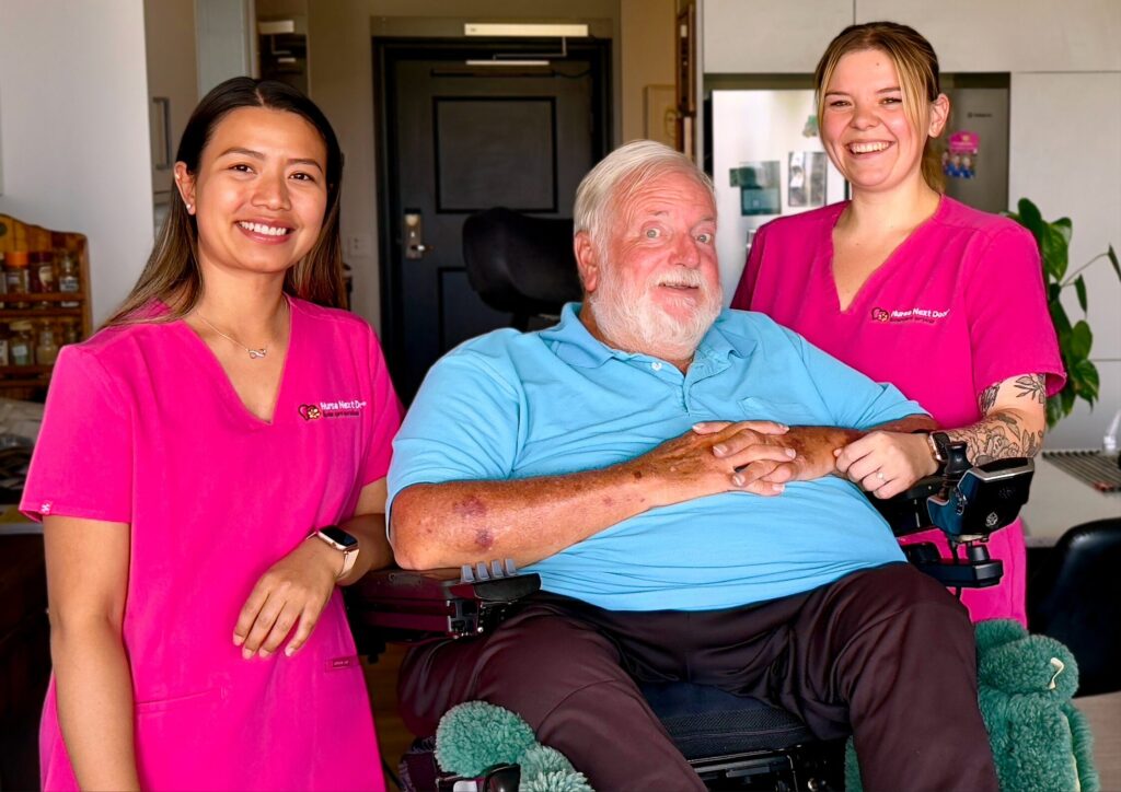 Nurse Next Door client and his Nurses in the comfort of his home